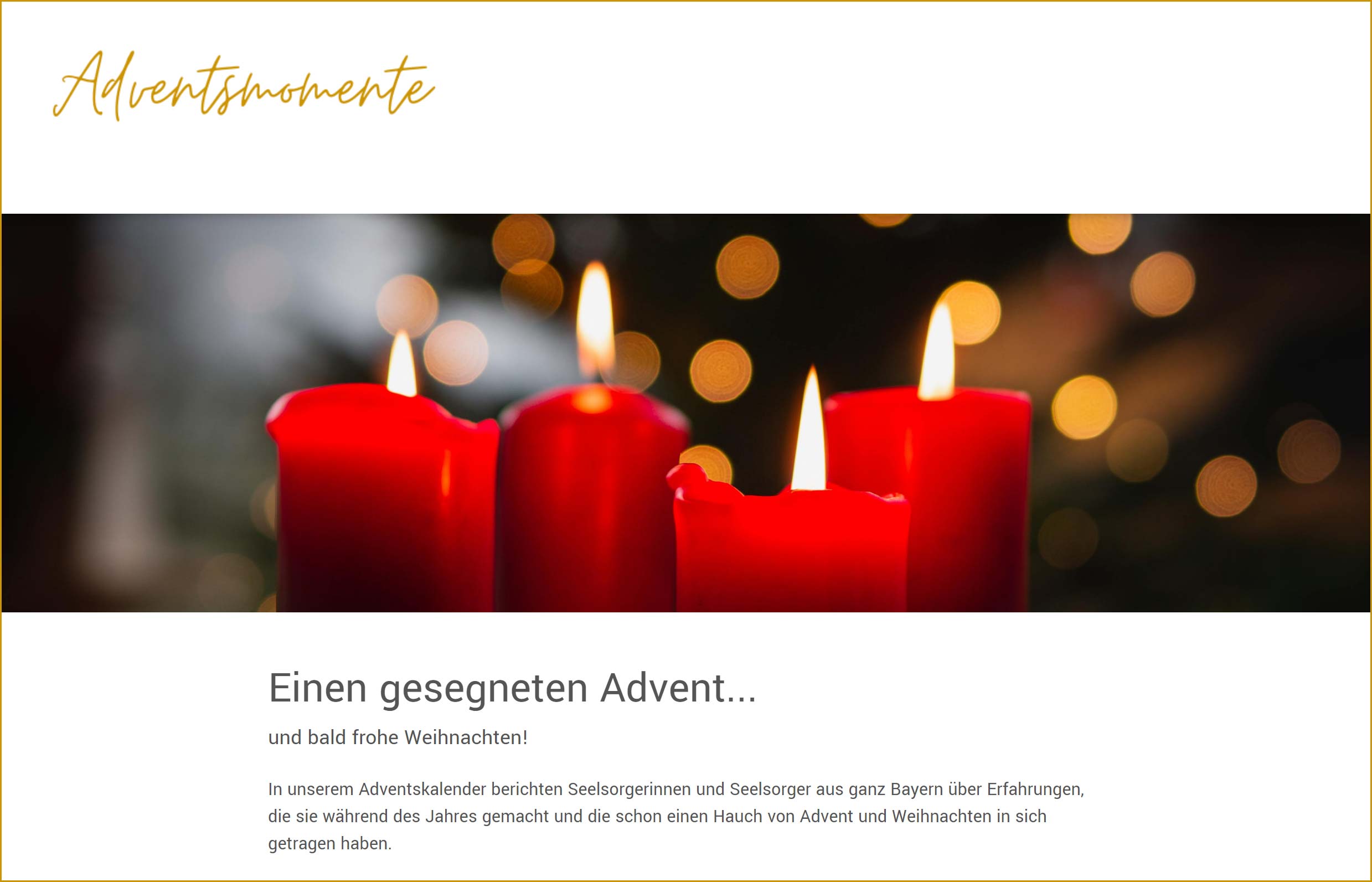 Der Online-Adventskalender der bayerischen Diözesen startet wieder Adventsmomente