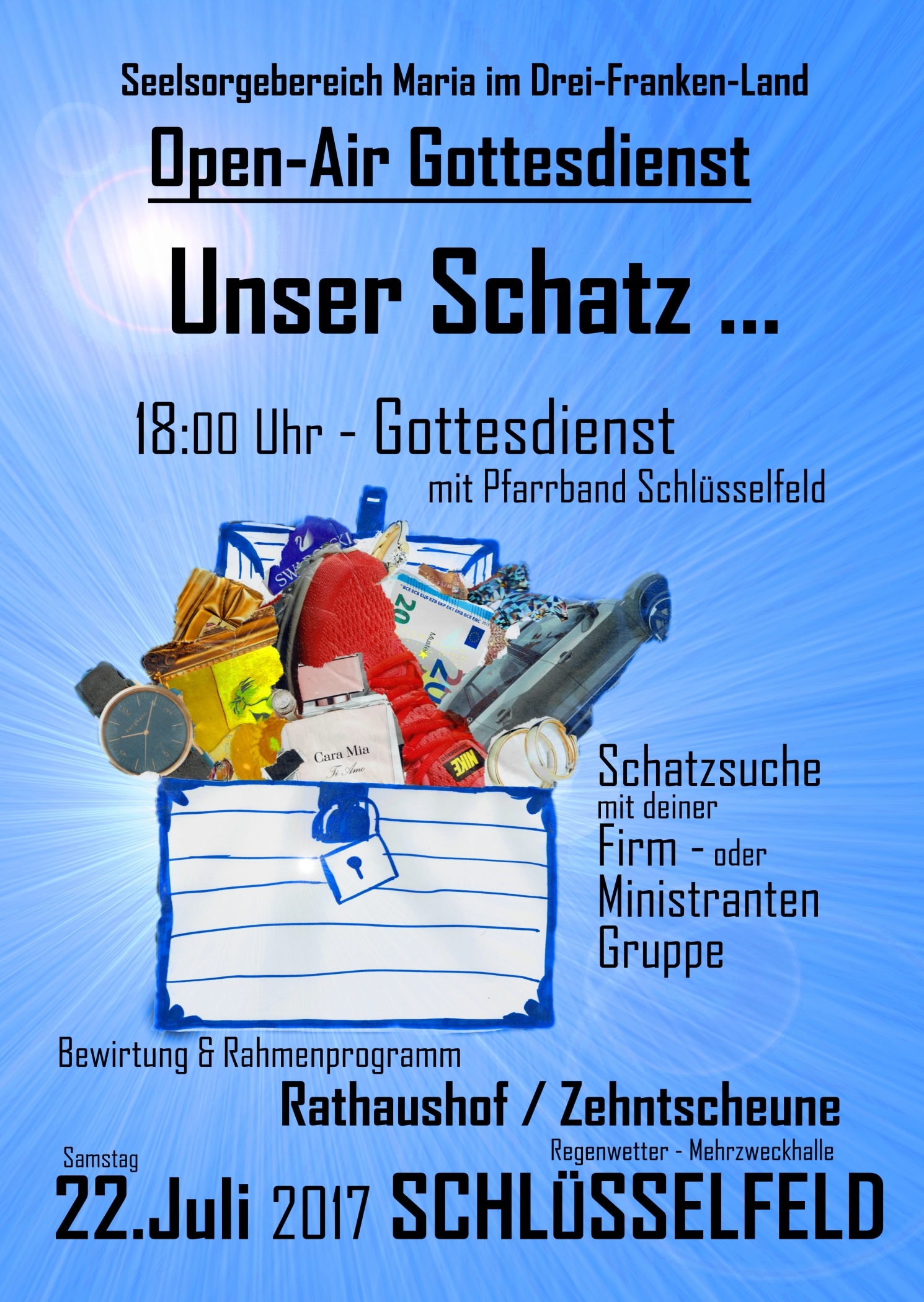 Flyer Open-Air Gottesdienst 'Unser Schatz ...'