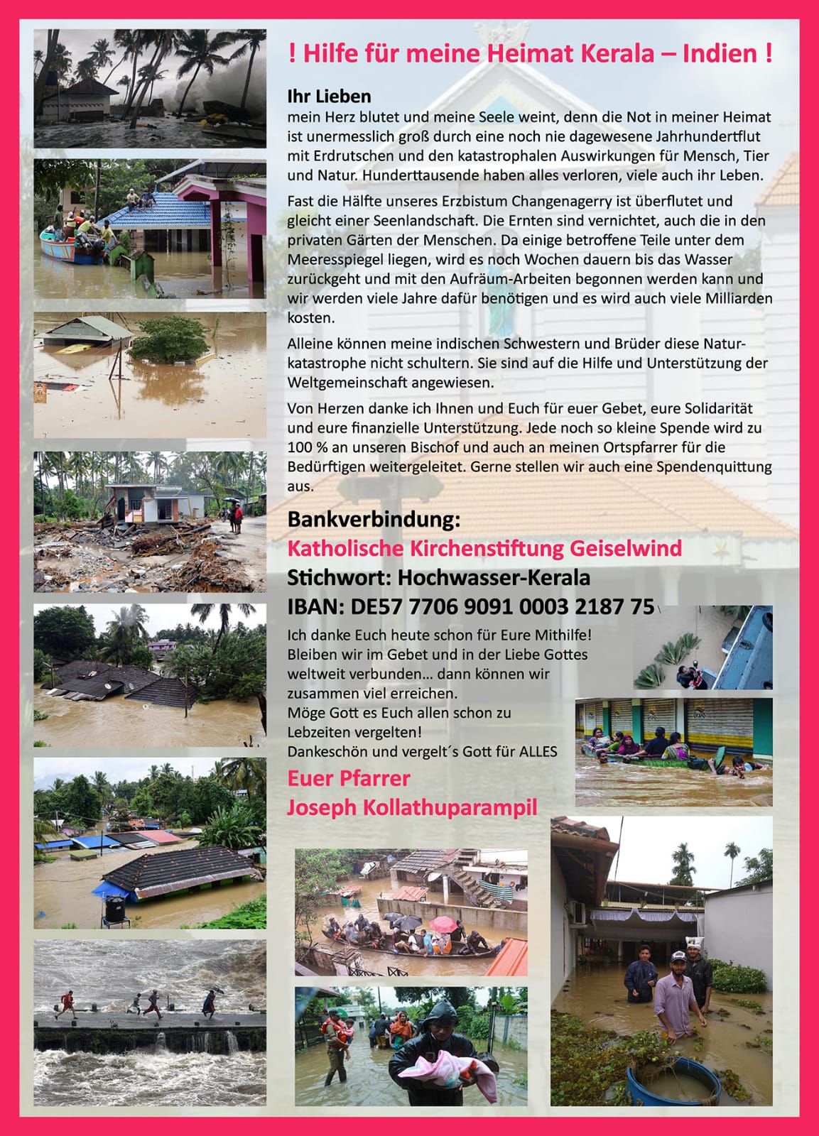Flyer zum Spendenaufruf