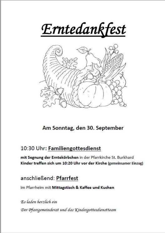 Plakat zum Familiengottesdienst am 30.09.18